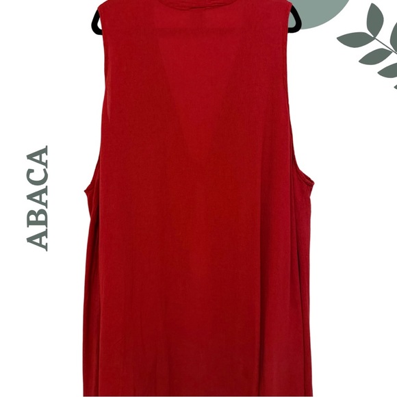 Boho Bold in Deep Red – ABACÁ 100% Cotton Sleeveless Cardigan Vest One Size - Picture 5 of 8